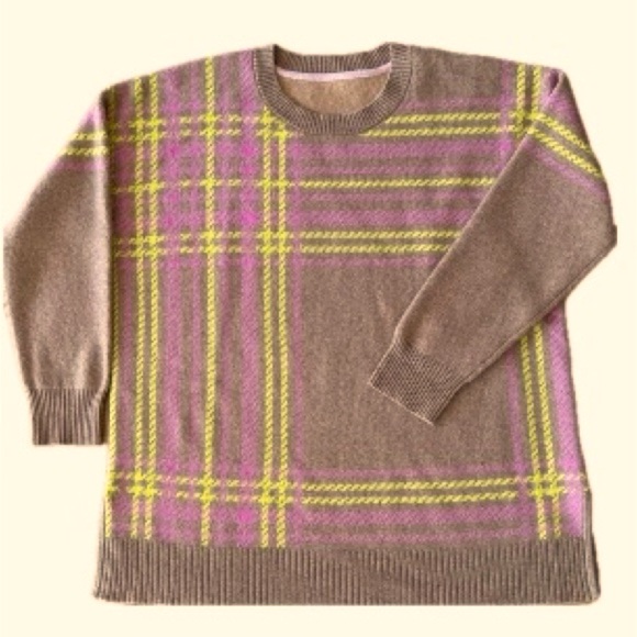 NEW Merino Wool Oversized Yellow Pink Women’s Size M/SNWOT